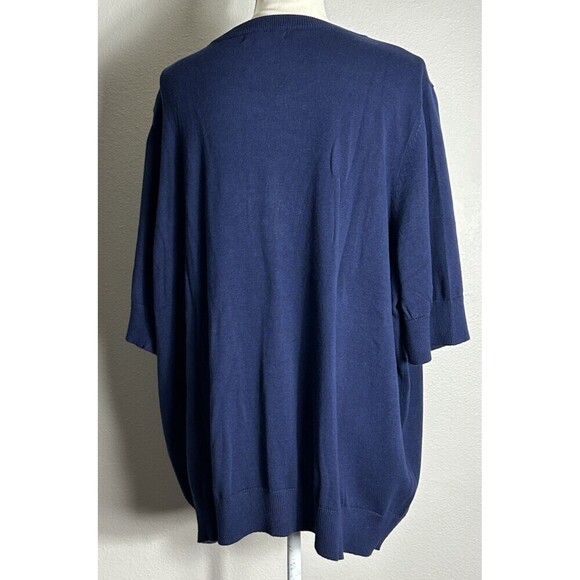 Woman Within Perfect Elbow-Length Sleeve Cardigan Navy Flower Plus Size 2X - Picture 7 of 11